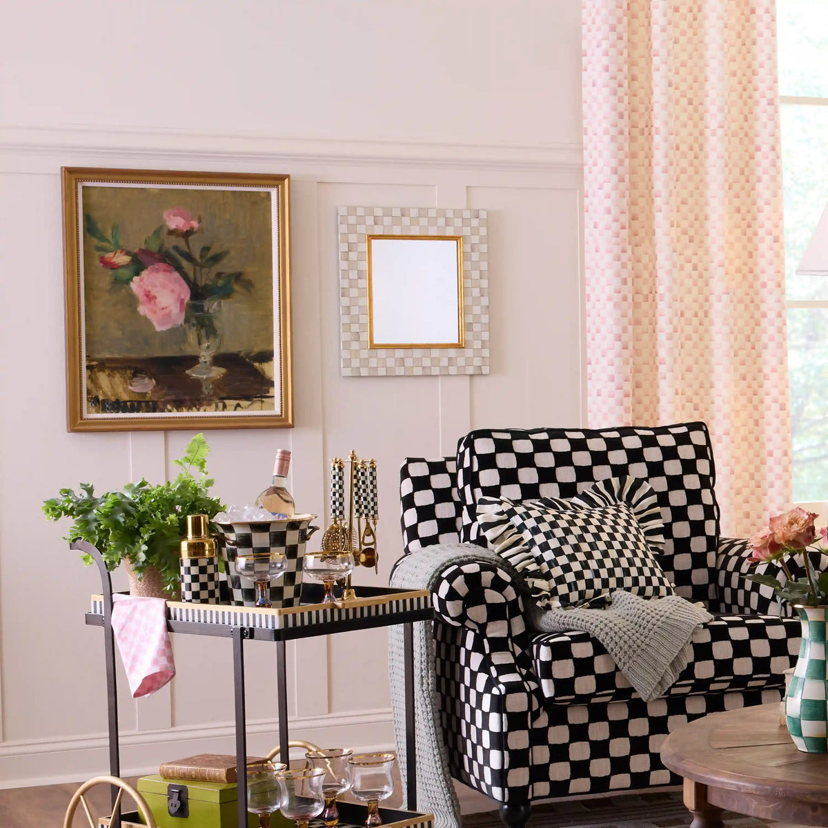 Sterling Check Enamel Wall Mirror