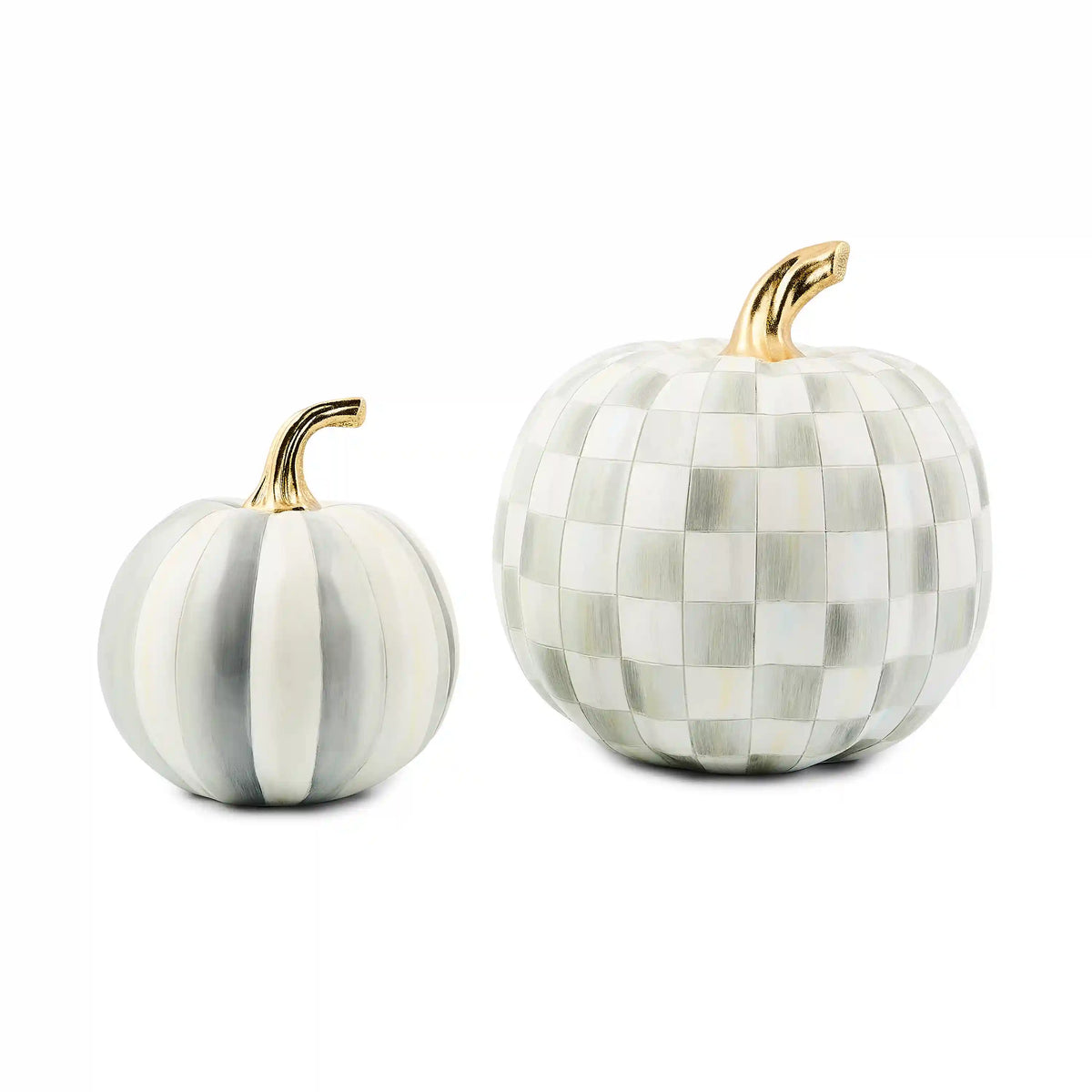 Classic Mocha Stripe Small & Check Medium Pumpkin Set