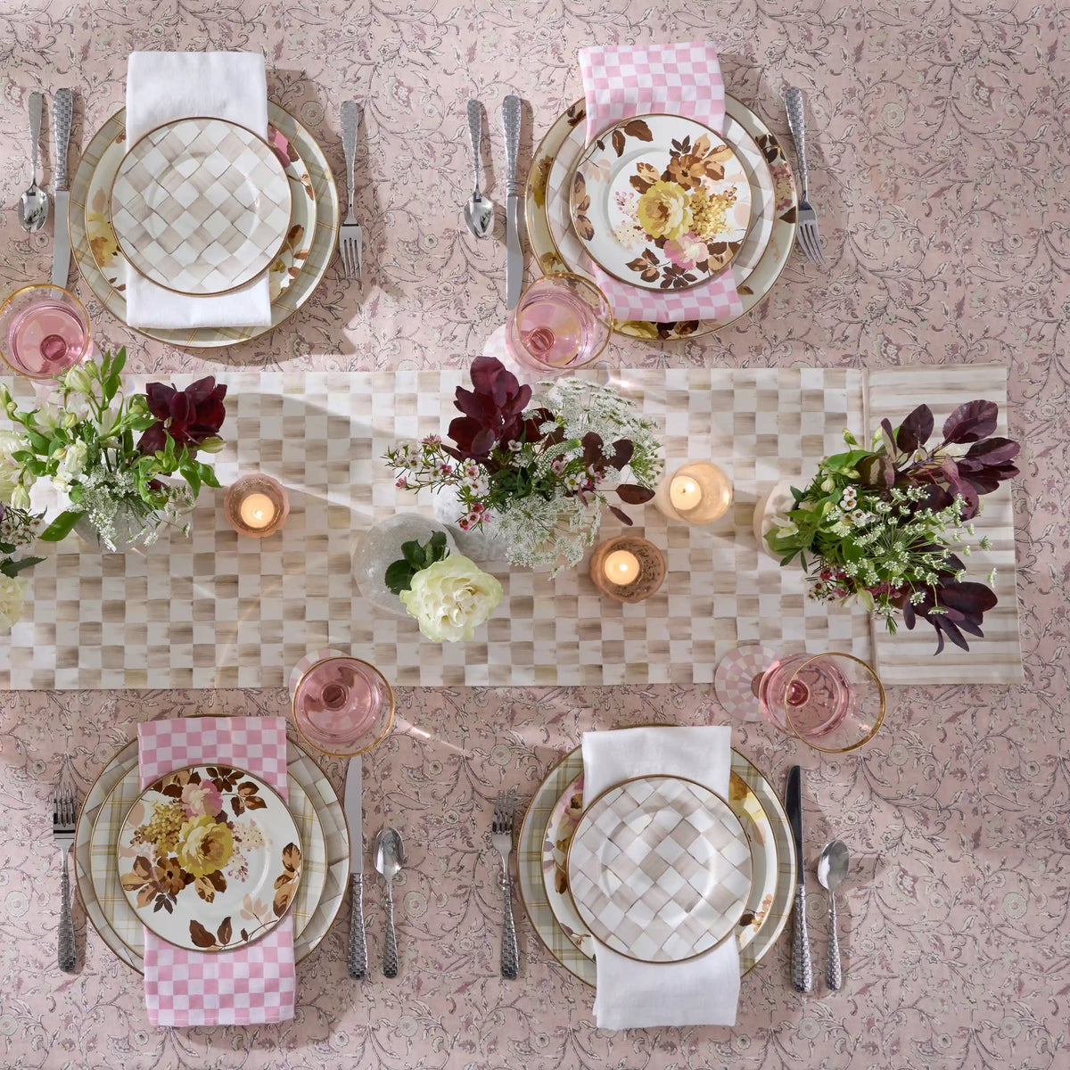 Mocha Check Table Runner