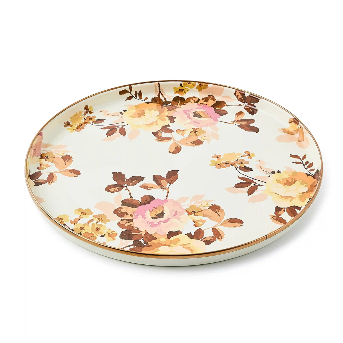 Wild Rose Slate Round Tray