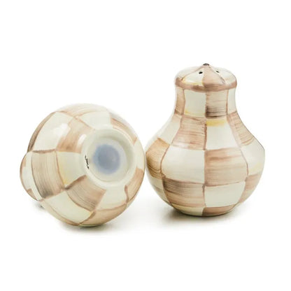 Mocha Check Salt & Pepper Shakers