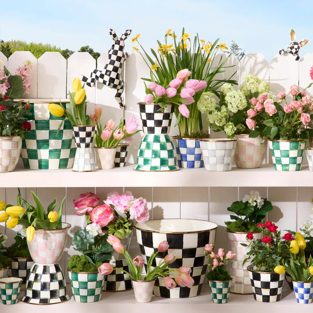 Emerald Check Large Flower Pot