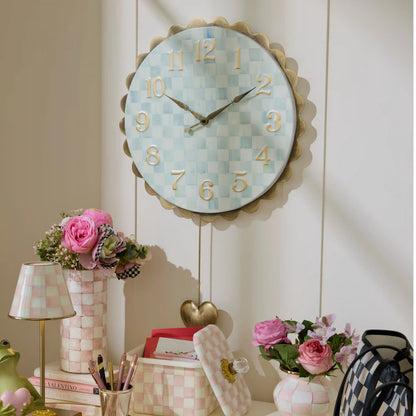 Courtly Check Heart Pendant Wall Clock