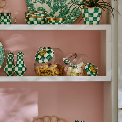 Cookie Jar with Violet Check Lid