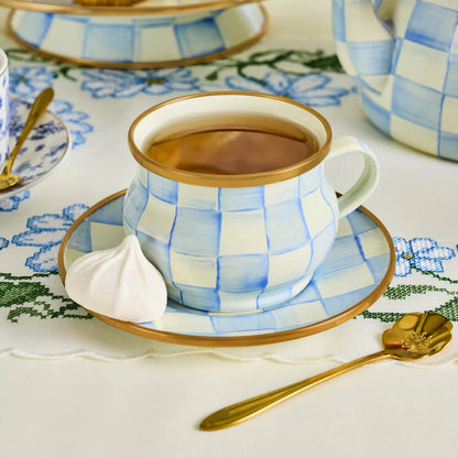 Violet Check Teacup