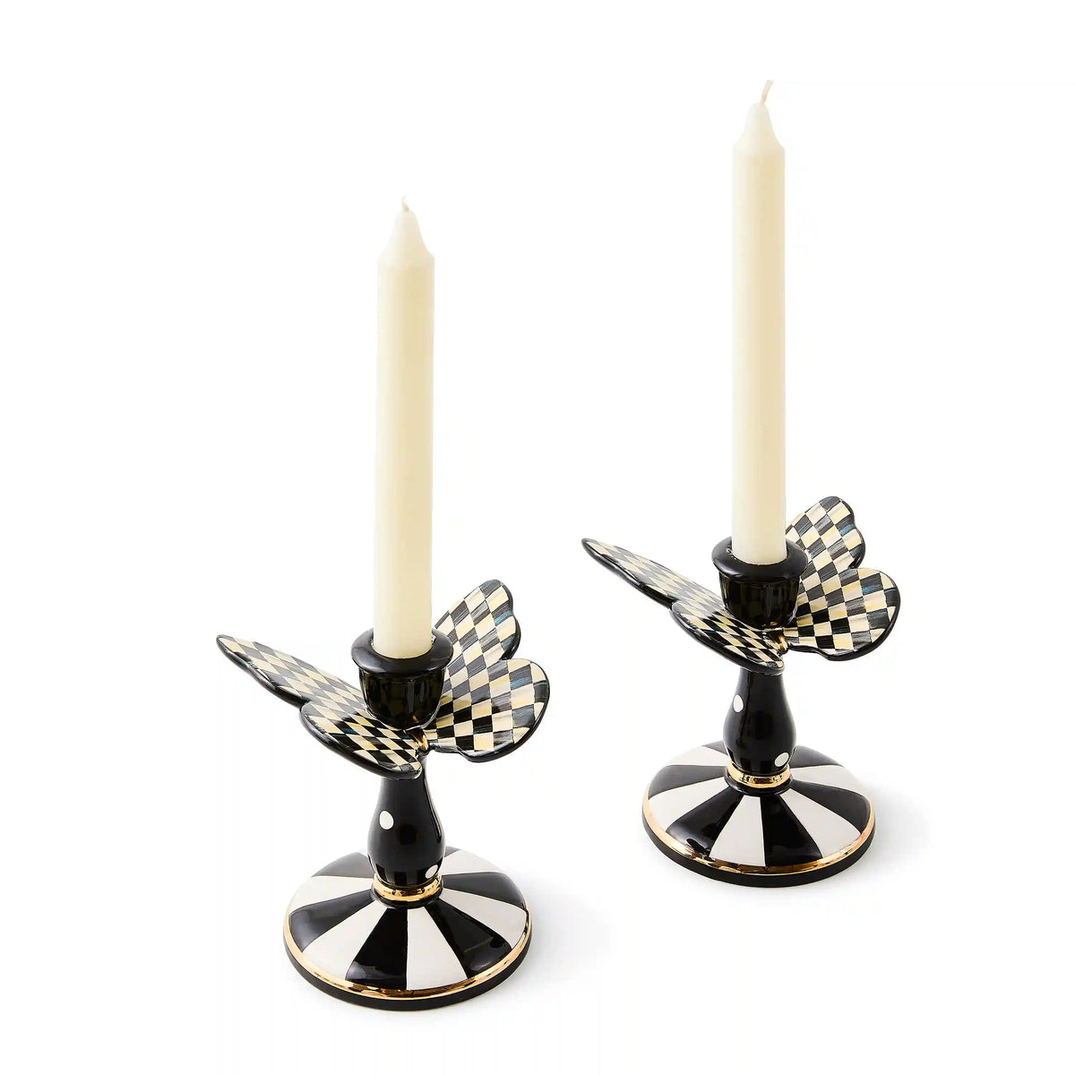 Courtly Check Butterfly Candle Holders, Set of 2