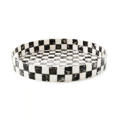 Sterling Check Capiz Round Tray