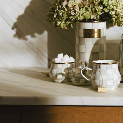 Mocha Check Lidded Sugar Bowl