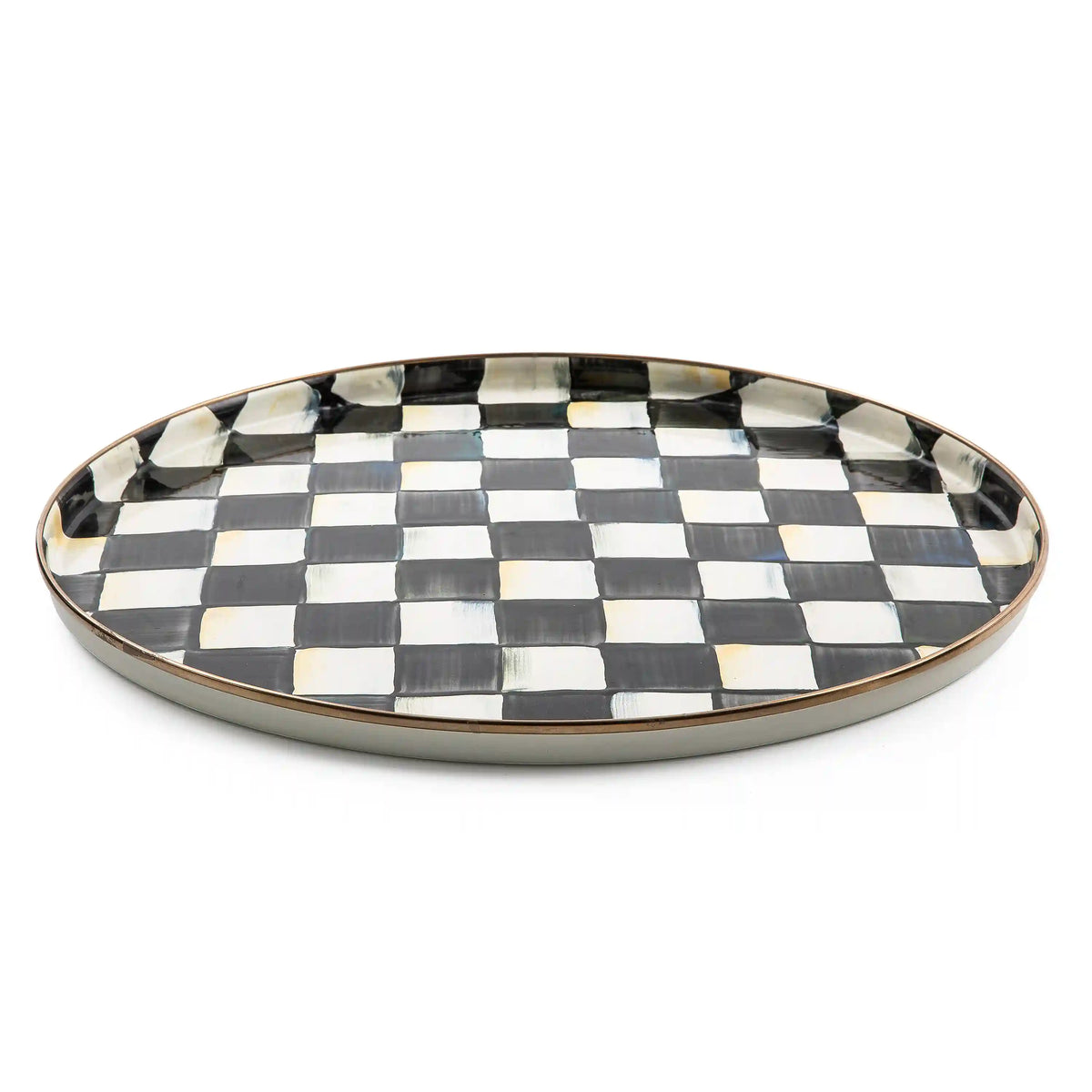 Sterling Check Round Tray