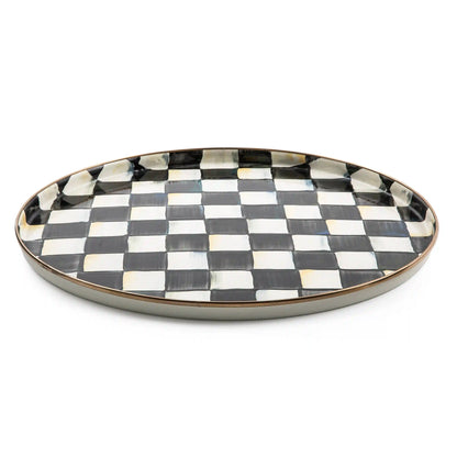 Sterling Check Round Tray