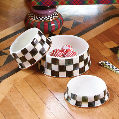Mocha Check Medium Pet Dish