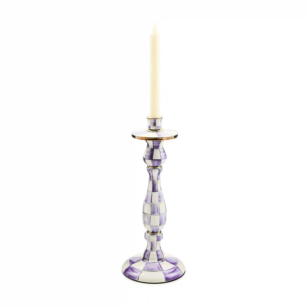 Emerald Check Small Candlestick