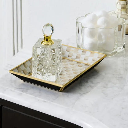 Mocha Check Small Glass Tray