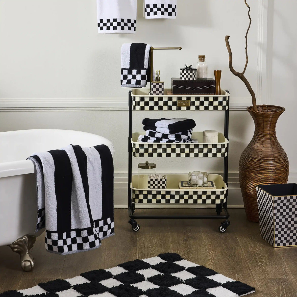 Violet Check 2-Tier Kitchen Cart