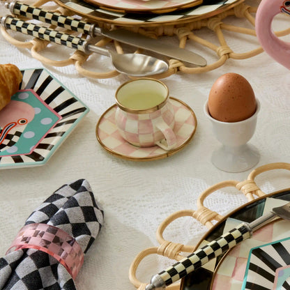 Sterling Check Espresso Cup & Saucer Set