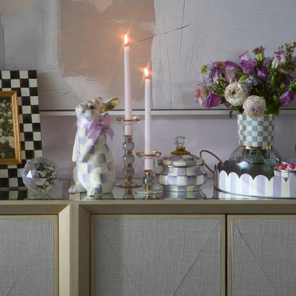 Rosy Check Large Glass Candlestick