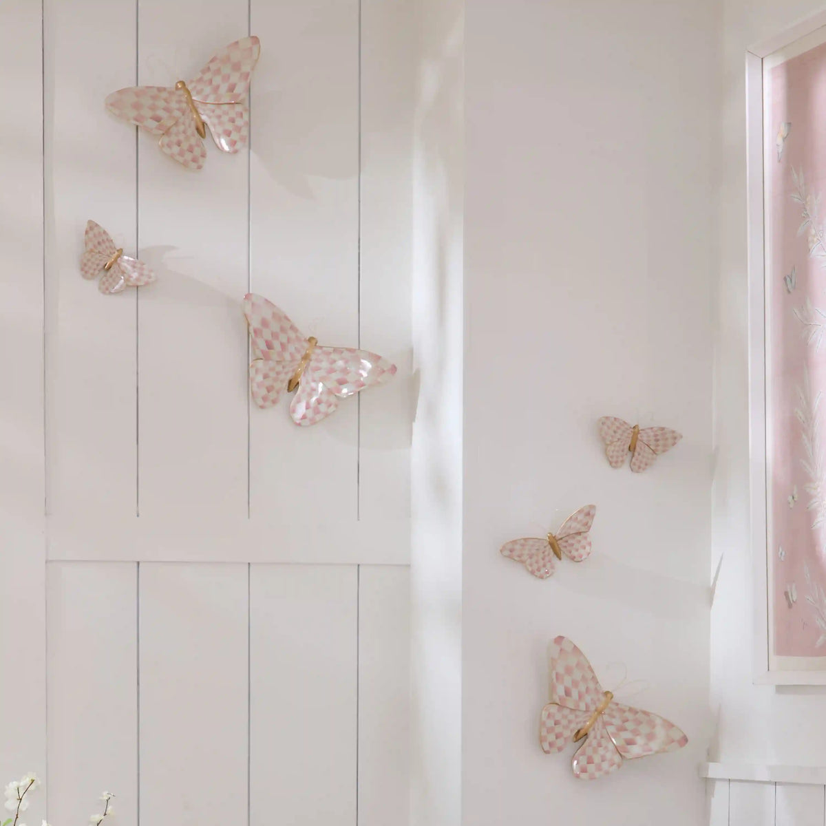 Rosy Check Wall Decor Butterfly Duo
