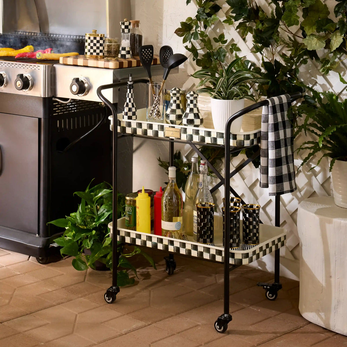 Courtly Check 2-Tier Kitchen Cart