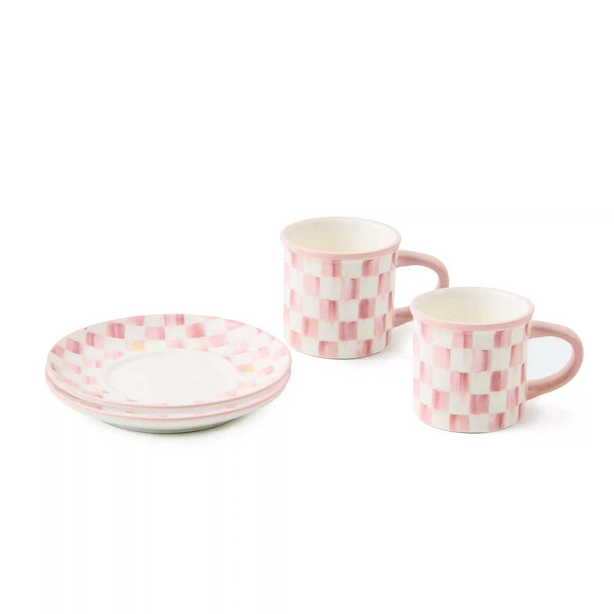 Mocha Check Espresso Cup & Saucer, Set of 2