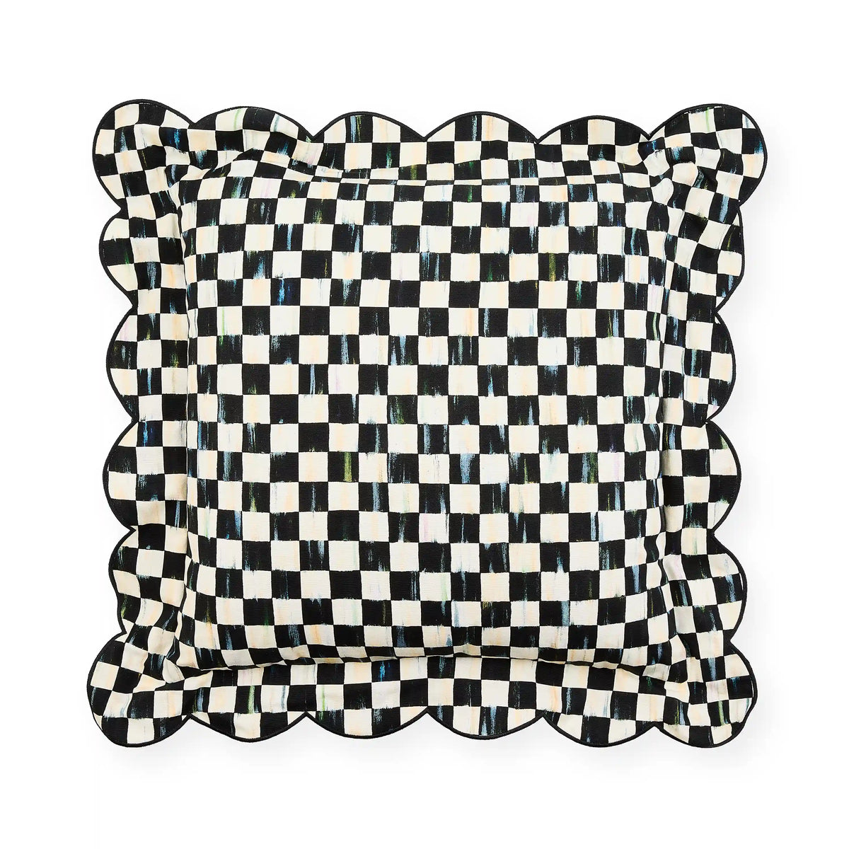 Mocha Check Reversible Scalloped Lumbar Throw Pillow