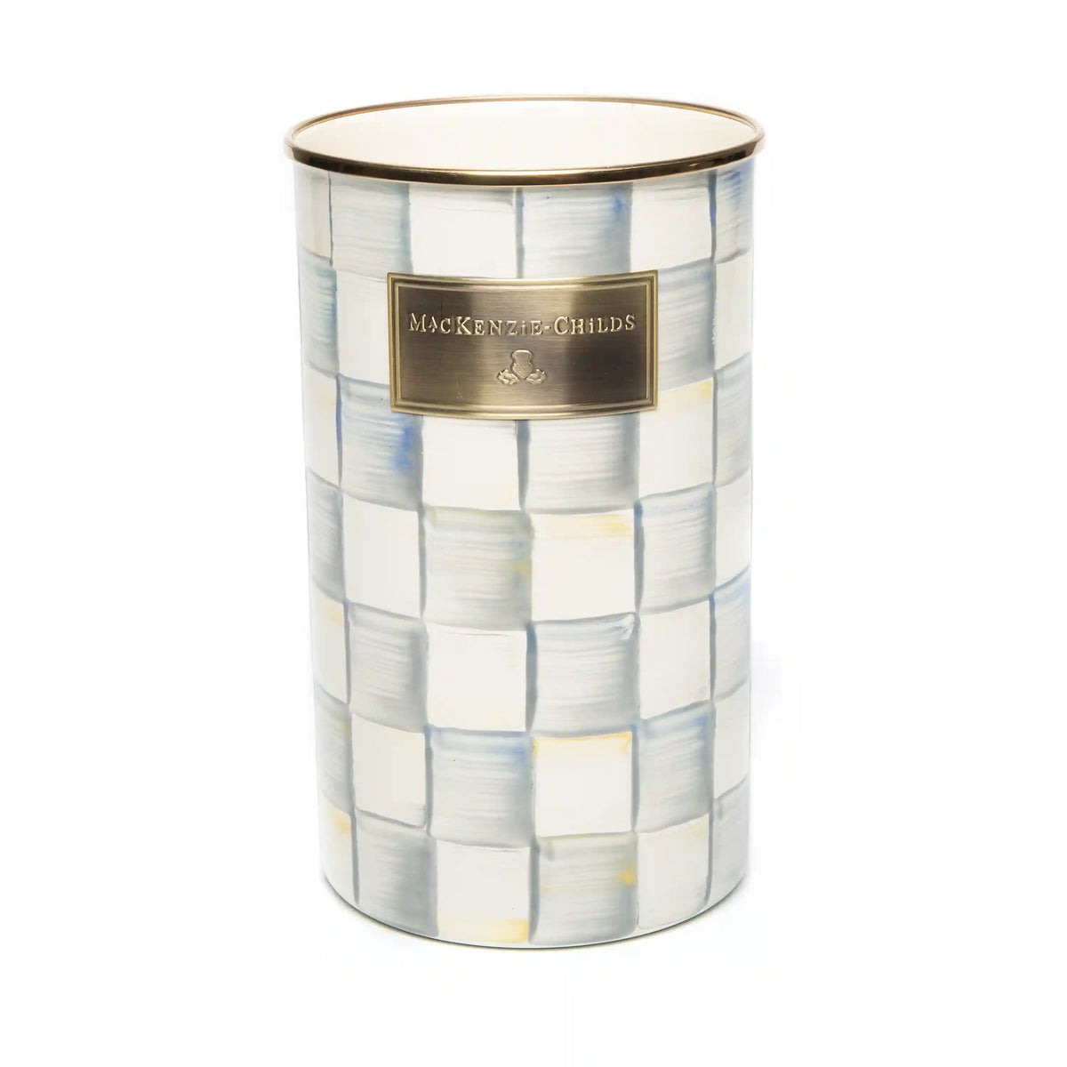 Mocha Check Utensil Holder
