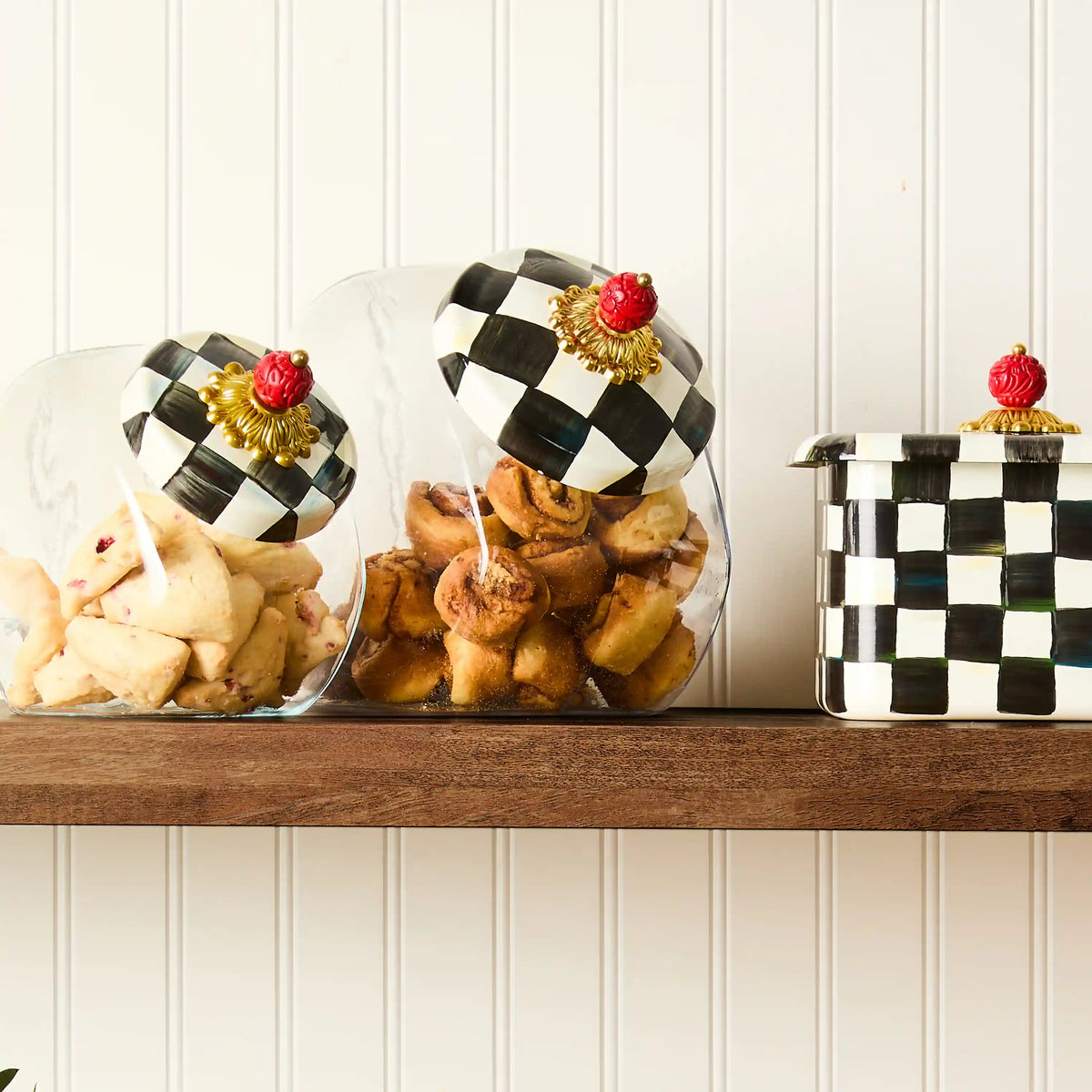 Cookie Jar with Mocha Check Lid