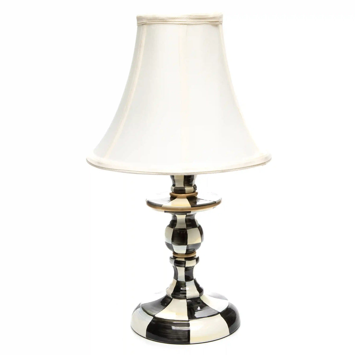 Mocha Check Candlestick Lamp