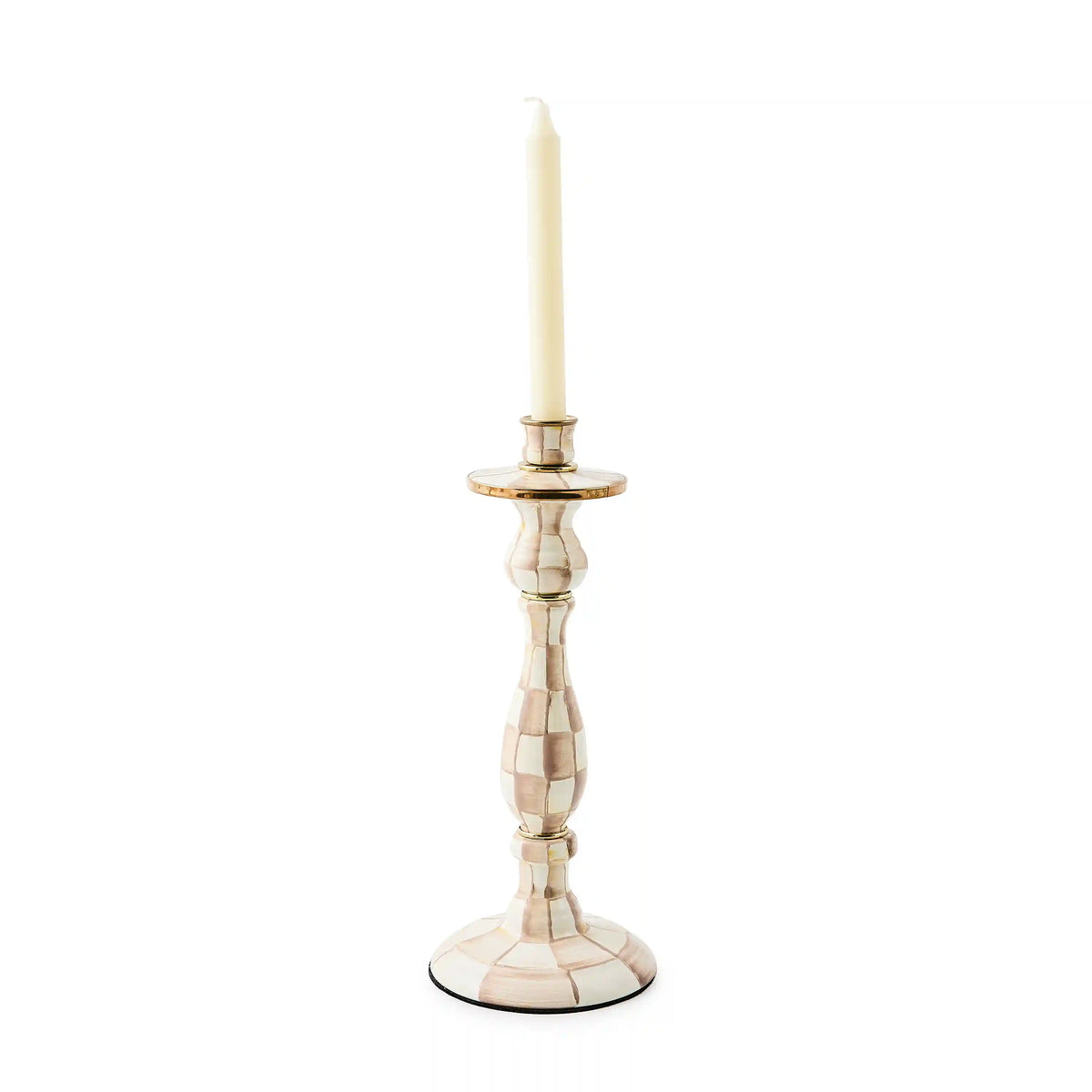 Emerald Check Large Candlestick