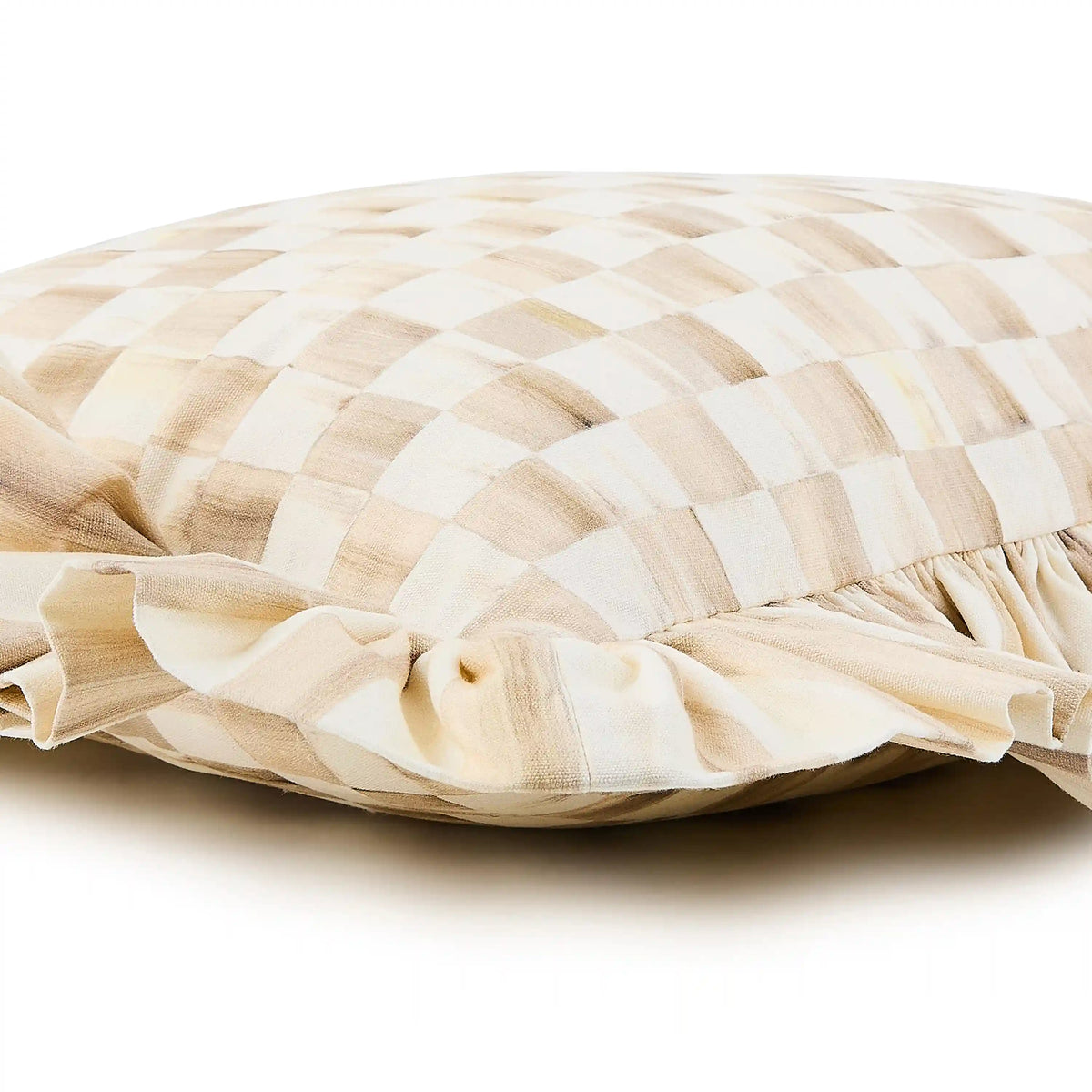 Mocha Stripe Throw Pillow with Ruffle