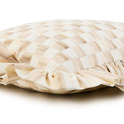 Rosy Stripe Ruffle Throw Pillow