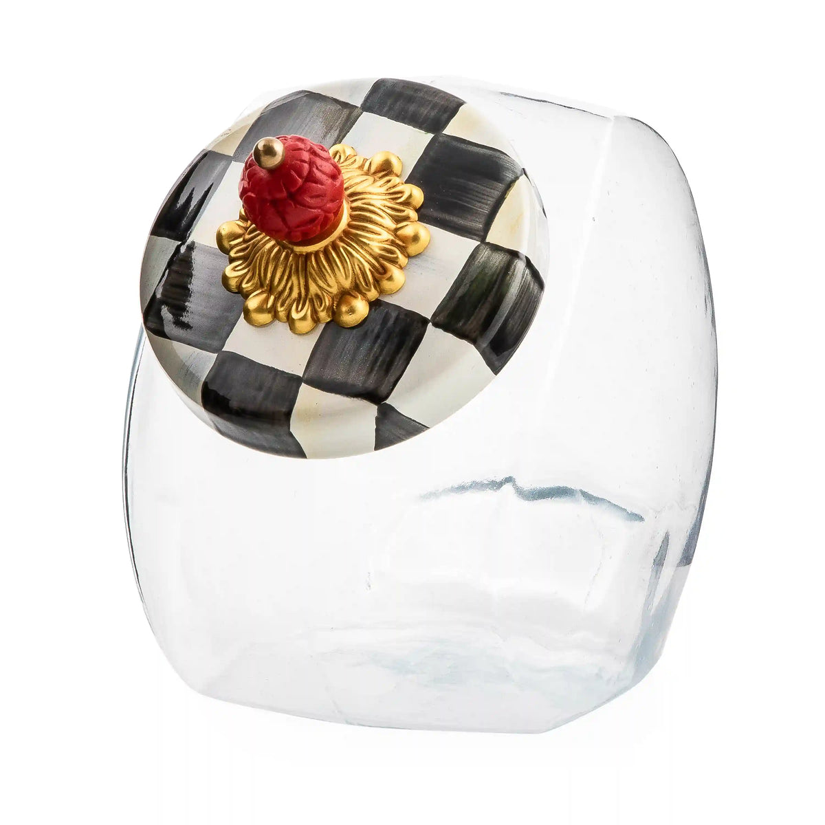 Sweets Jar with Violet Check Lid