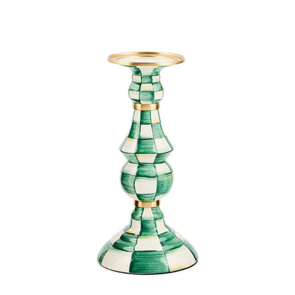 Violet Check Medium Pillar Candlestick