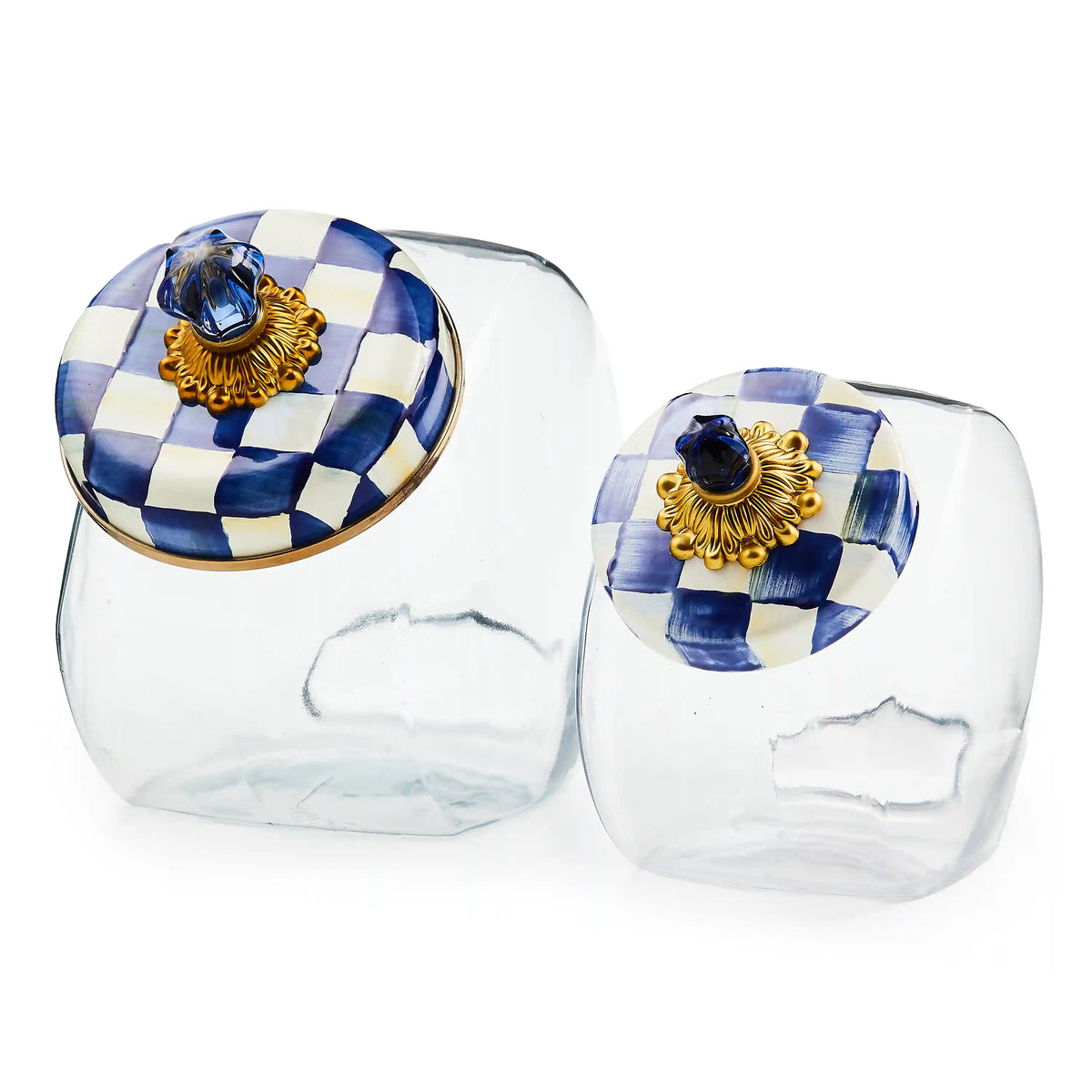 Cookie Jar with Violet Check Lid