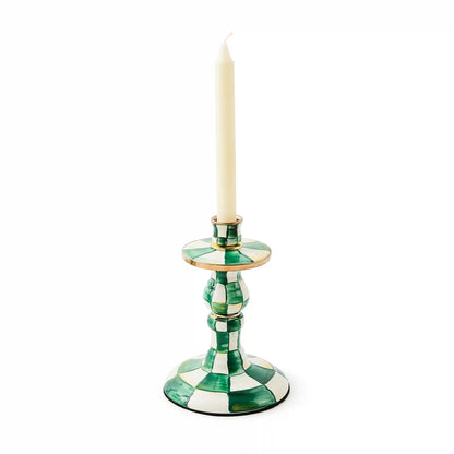 Violet Check Large Candlestick