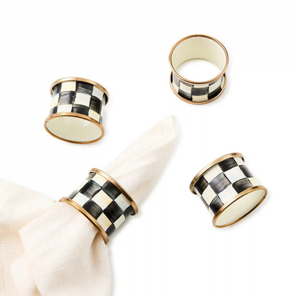 Mocha Check Napkin Rings, Set of 4