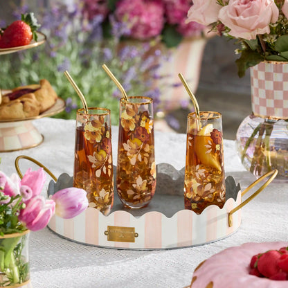 Rosy Stripe Serving Trays, Set of 2