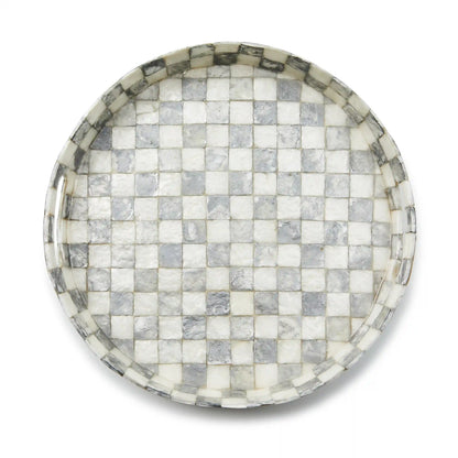 Rosy Check Capiz Round Tray