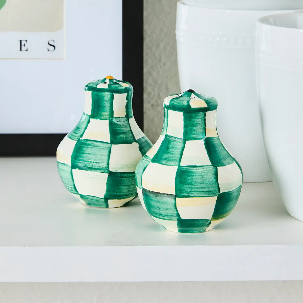 Sterling Check Salt & Pepper Shakers