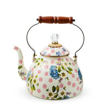 White Flower Market 2 Quart Tea Kettle
