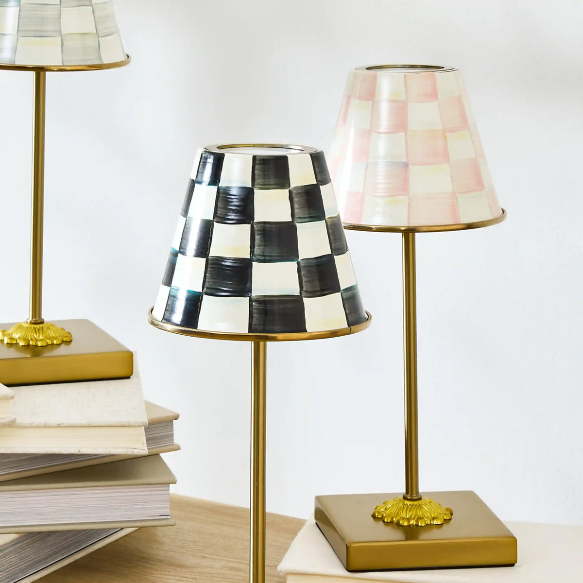Mocha Check LED Rechargeable Cafe Table Lamp