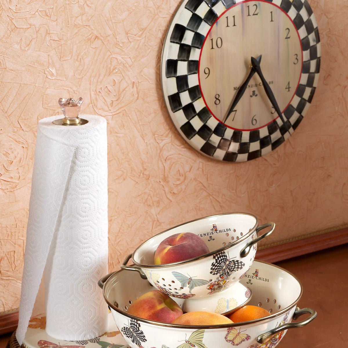 Violet Check Wall Clock