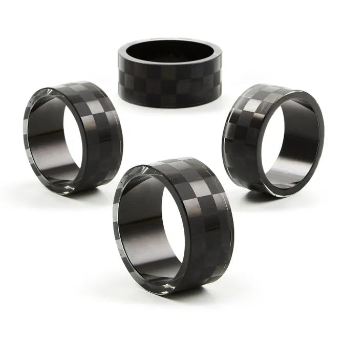 Black Check Napkin Rings, Set of 4