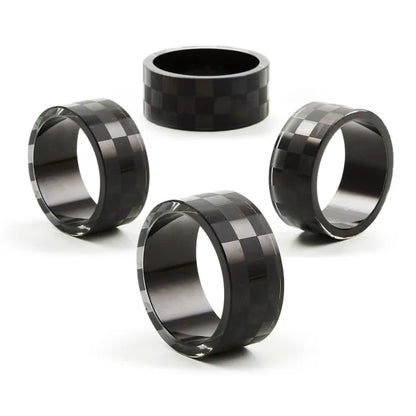 Black Check Napkin Rings, Set of 4