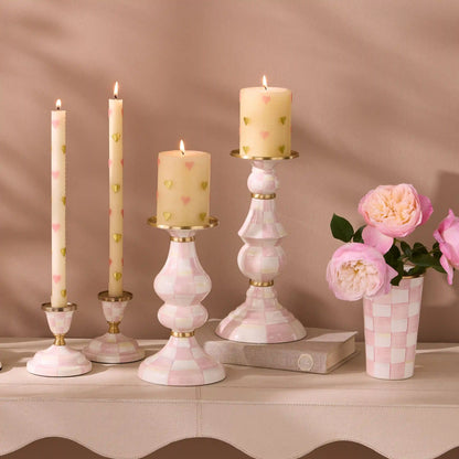 Mocha Check Medium Pillar Candlestick