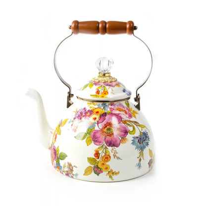 White Flower Market 2 Quart Tea Kettle