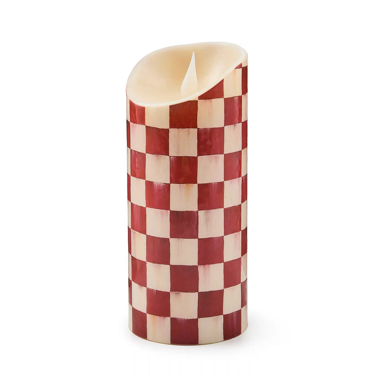 Cherry Check Flameless 5" Pillar Candle