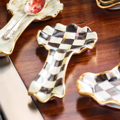 Courtly Check Ceramic Spoon Rest