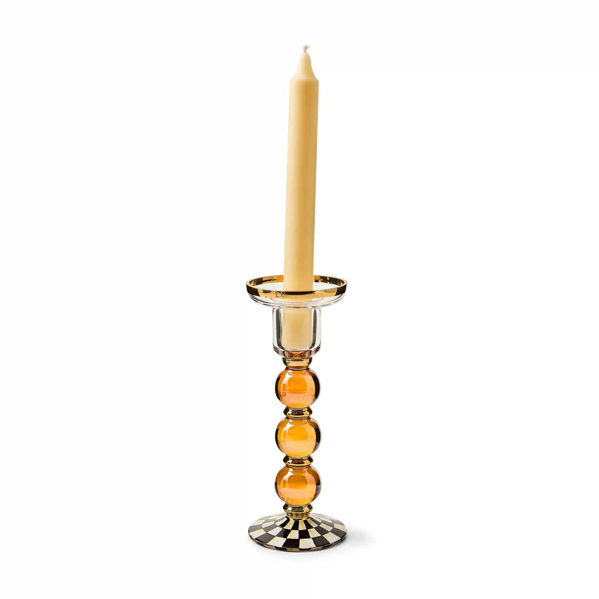 Rosy Check Large Glass Candlestick