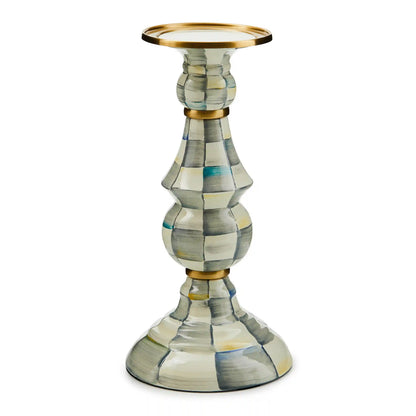 Violet Check Large Pillar Candlestick