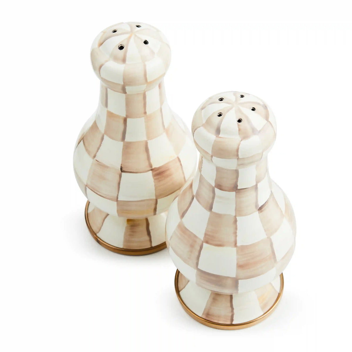 Violet Check Salt & Pepper Shakers